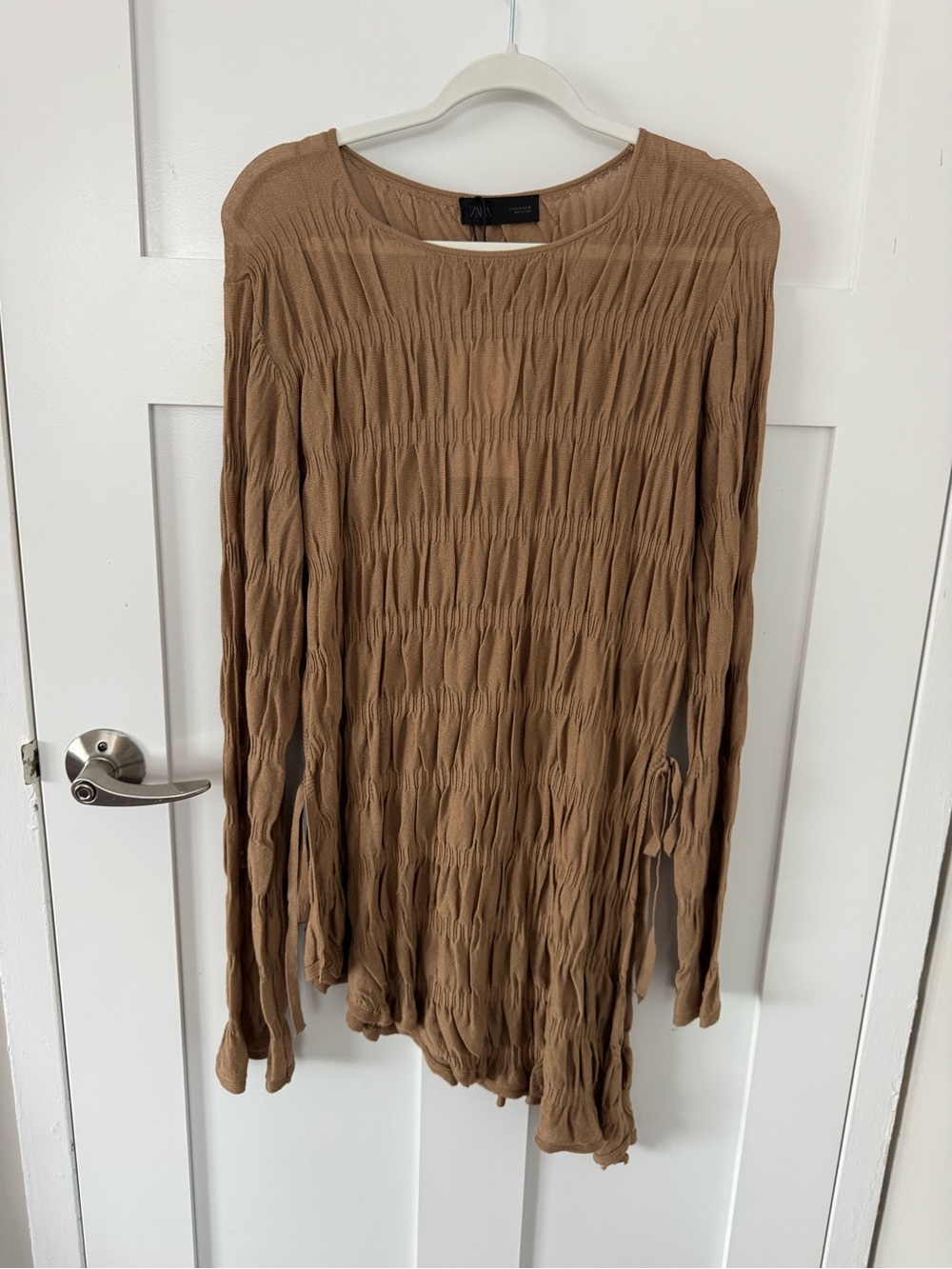Zara Long Sleeve Tunic Top - Brown